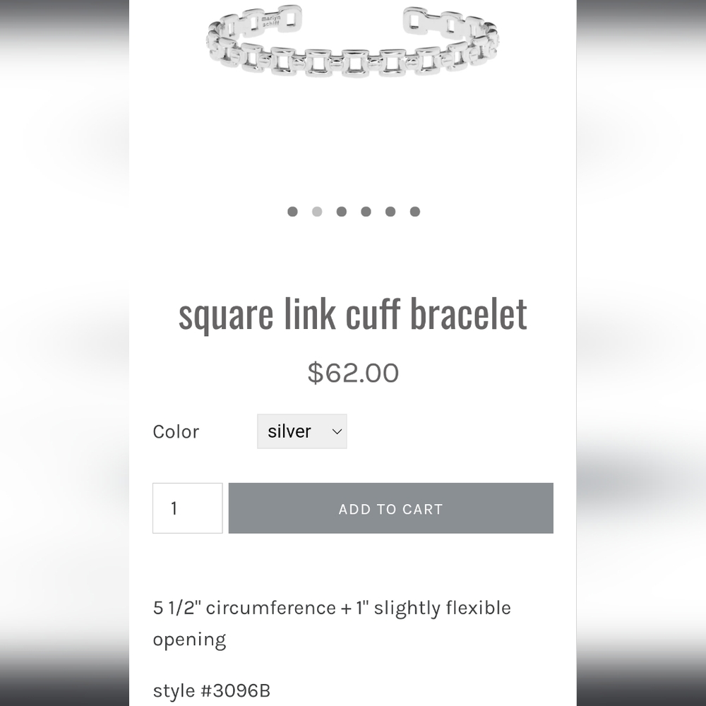 Marlyn schiff square cuff chain band bracelet in silver color Stacking Jewelry